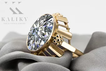 خاتم حرف يدوية فينتاج زركونيا 14 كارت من الذهب الأصفر vrc043y